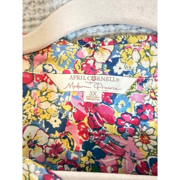 April Cornell Modern Prairie Dress 3X Sz 22 Floral 100%  Pockets, Waist Tie - Picture 6 of 11